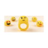 set-3-inele-emoji-luminoase Set 3 inele Emoji luminoase, galbene din silicon, cu un inel mare în prim-plan la care se vede banda pentru deget