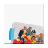 set-creativ-de-constructie-cu-blocuri-ambalaj Set creativ de construcție cu blocuri, prim-plan decupat cu o cutie transparentă cu capac, plină cu blocuri colorate