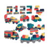 set-creativ-de-constructie-cu-blocuri-utilizare-7 Set creativ de construcție cu blocuri, fundal alb, cifrele construite 0-4, animale și păsări, un camion și un tren