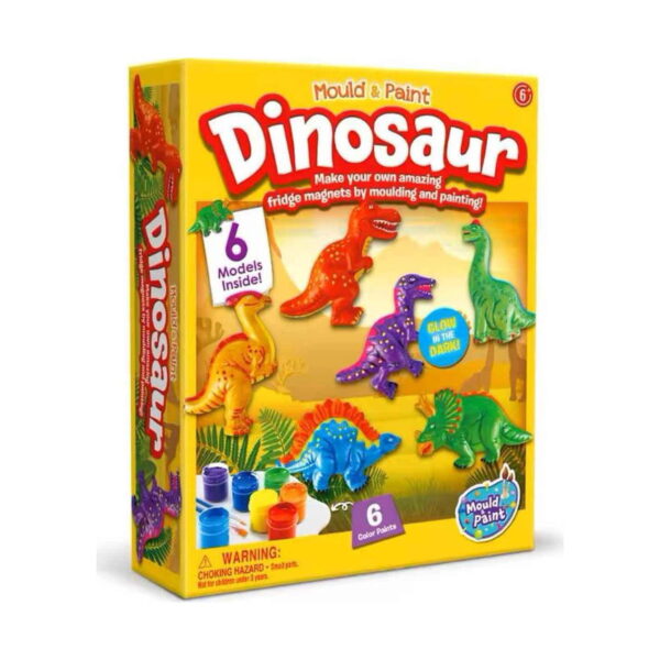 set-creativ-dinozauri-pentru-pictat-ambalaj Set creativ dinozauri pentru pictat, cutia Dinosaur Mould and Paint văzută din față-oblic