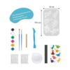 set-creativ-dinozauri-pentru-pictat-dimensiuni Set creativ dinozauri pentru pictat, grafic de dimensiuni: matrița transparentă de 12 x 19,5 cm, șase vopsele, două pensule