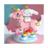 Set creativ Hello Kitty 3 în 1, unicorn roz din microblocuri cu corn auriu și coadă curcubeu