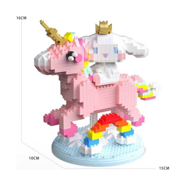 Set creativ Hello Kitty 3 în 1, unicornul roz asamblat cu personajul alb cu coroană, cu cote 16 cm înălțime