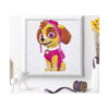 Set creativ Paw Patrol cu 4 activități, tablou înrămat alb cu Skye în ținută roz