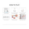 Set creativ Zâne și Unicorni, grafic HOW TO PLAY cu șase pași: verificarea accesoriilor, turnarea ipsosului, amestecarea