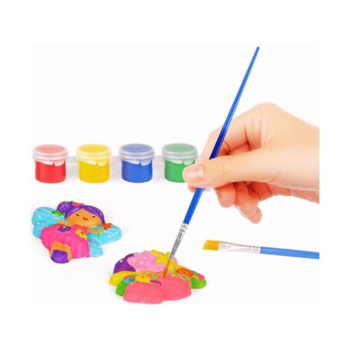 Set creativ Zâne și Unicorni, două figurine de zână pictate, patru borcănele de vopsea