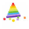 Set de joc Matematică 3 în 1, piramidă în nouă trepte din cuburi colorate (roșu, portocaliu, galben, verde, albastru, mov)