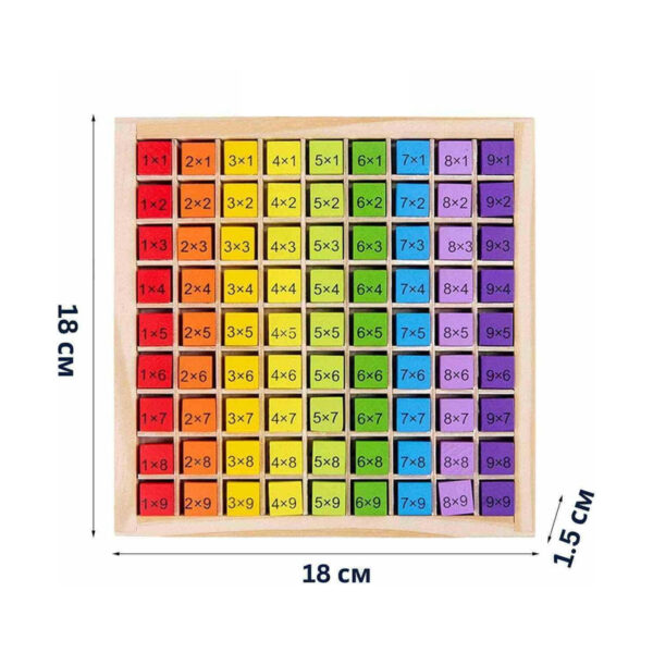 Set de joc Matematică 3 în 1, tabla din lemn 9×9 cu cotele 18 × 18 și grosime de 1,5