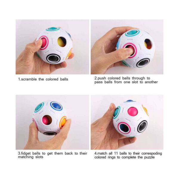 set-de-2-mingi-rubik-utilizare-4 Set de 2 mingi Rubik, grafic din patru cadre cu instrucțiuni în engleză: mâini care amestecă