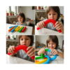 set-de-5-fidget-pop-tubes-mici-utilizare-2 Set de 5 Fidget Pop Tubes mici, colaj din patru cadre cu un copil care întinde