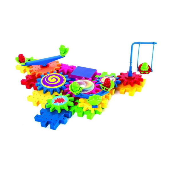set-de-constructie-3d-mecanisme-utilizare-9 Set de construcție 3D mecanisme, ansamblu plat cu leagăn albastru, balansoar, scaune rotative mici și roți spiralate colorate
