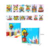 set-de-pictura-cu-nisip-12-planse-dimensiuni Set de pictură cu nisip, colaj cu miniaturi ale planșelor și cutia produsului cotată 24,5 x 20,5 x 3,5 cm