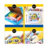 set-de-pictura-cu-nisip-12-planse-instructiuni Set de pictură cu nisip, grafic cu patru pași: cutia cu sticluțe, planșa cu pește și pensula