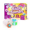 set-diy-vara-2026-continut-2 Set DIY Vară 2026, cutia galben-roz Bath Bombs cu formele transparente de turnare și bombe de baie colorate în față