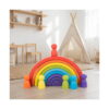 set-jucarii-educative-montessori-curcubeu-lifestyle-2 Set jucării educative Montessori curcubeu, curcubeul imbricat cu o figurină roșie în vârf și cinci figurine așezate în față