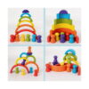 set-jucarii-educative-montessori-curcubeu-utilizare-2 Set jucării educative Montessori curcubeu, montaj din patru cadre cu configurații diferite din arcade și figurine