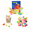 set-jucarii-interactive-jumbo-fidget-continut Set Jucării interactive, trei grupe de jucării pe alb: cutia Origami cu hârtii colorate