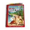 Set Montessori Dino la Mare, magic Water Book cu copertă roșie, spirală neagră și ilustrație cu dinozauri