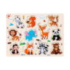 set-montessori-ferma-detaliu-4 Set Montessori Fermă, planșă de puzzle din lemn cu animale sălbatice: zebră, veveriță, tigru, leu, elefant, căprioară, panda