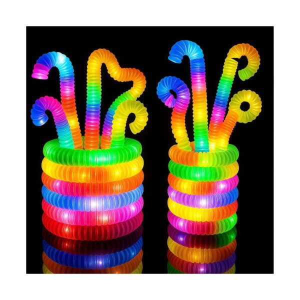 set-paradis-de-vara-iluminat Set Paradis de vară, fundal negru cu două grupuri de tuburi luminoase multicolore, spiralate și extinse