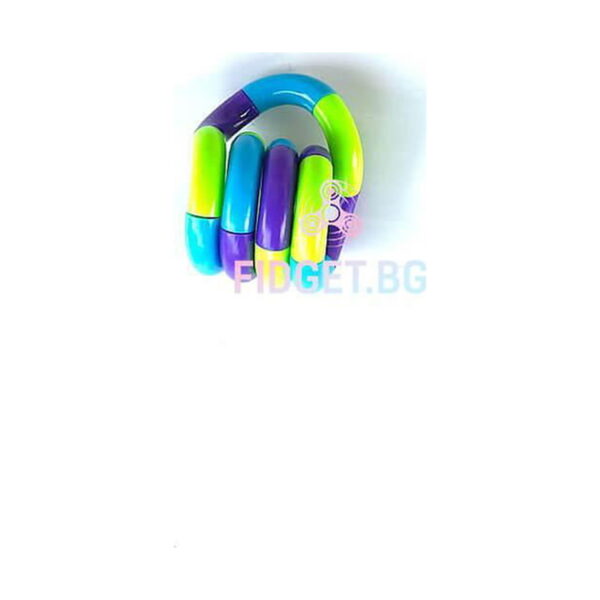 set-pop-it-caracatita-5-jucarii-detaliu-2 Set Pop It Caracatiță, jucărie Tangle cu segmente tubulare lucioase în violet, galben-verzui, verde și bleu
