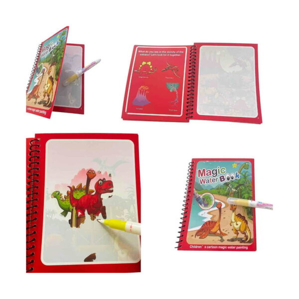 set-senzorial-aventura-dino-5-in-1-detaliu-2 Set senzorial Aventură Dino 5 în 1, cartea magică cu apă: coperta roșie, paginile interioare