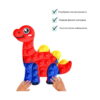 set-senzorial-aventura-dino-5-in-1-info Set senzorial Aventură Dino 5 în 1, dinozaur Pop It cu corp și gât roșii, picioare albastre și plăci galbene