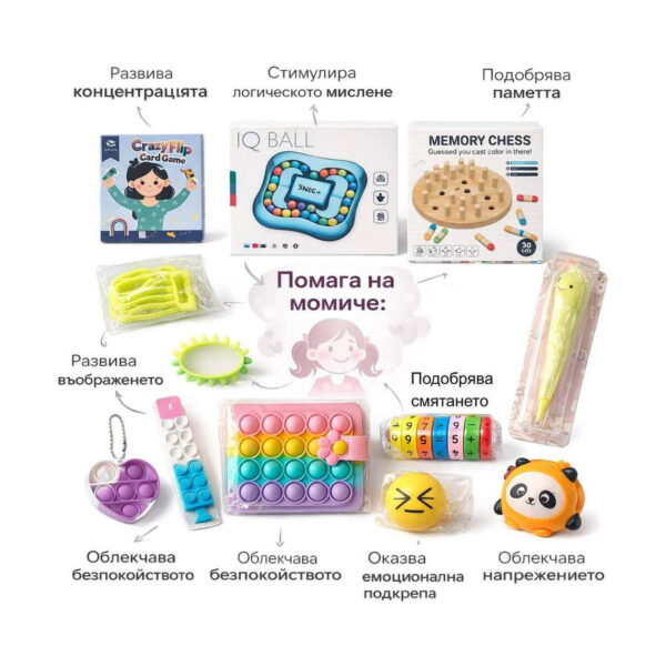 set-senzorial-concentrare-si-distractie-info Set senzorial Concentrare și distracție, cu săgeți și text explicativ despre concentrare, imaginație
