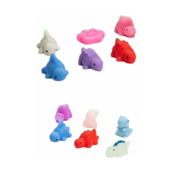 set-senzorial-planeta-dinozaurijucarii-detaliu-2 Set senzorial Planeta Dinozaurijucării, două grupuri a câte șase figurine squishy mici, în roz, mov, roșu, albastru