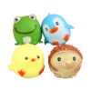 Set squishies animale, cele patru figurine văzute din față pe fundal alb