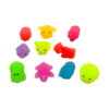 set-squishies-luminoase-jucarii-antistres-continut-3 Set squishies luminoase, zece figurine squishy în culori neon, între care arici galben, cățel galben