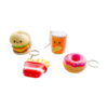 Set squishy Fast Food, vedere de ansamblu cu cele patru squishy-uri fast-food pe fundal alb