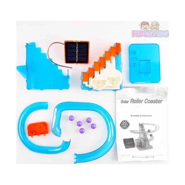 set-stem-2-in-1-cu-energie-solara-continut-2 Set STEM 2 în 1 cu energie solară, componentele kitului: traseu albastru, scară, bază, motor, cinci bile mov