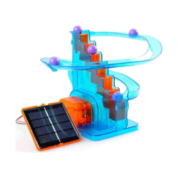 set-stem-3-in-1-exploratorul-detaliu-2 Set STEM 3 în 1 Exploratorul, circuitul albastru asamblat, cu scară centrală, traseu dublu, bile mov și panou solar