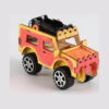 set-stem-inventii-model-asamblat-2 Set STEM Invenții, jeep din lemn pictat în roz-portocaliu, cu suport de baterii negru gol pe plafon și patru roți negre
