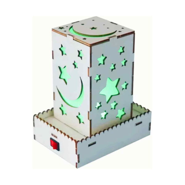 set-stem-pentru-copii-mici-creatori-iluminat Set STEM pentru copii, lampa aprinsă cu lumină verde, cu stele și semilună luminoase