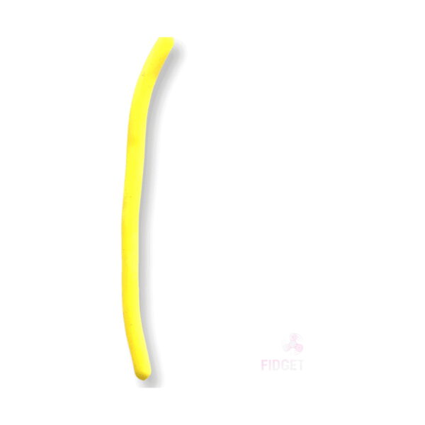 Șnur extensibil Fidget, un singur șnur extensibil galben, ondulat, pe fundal alb