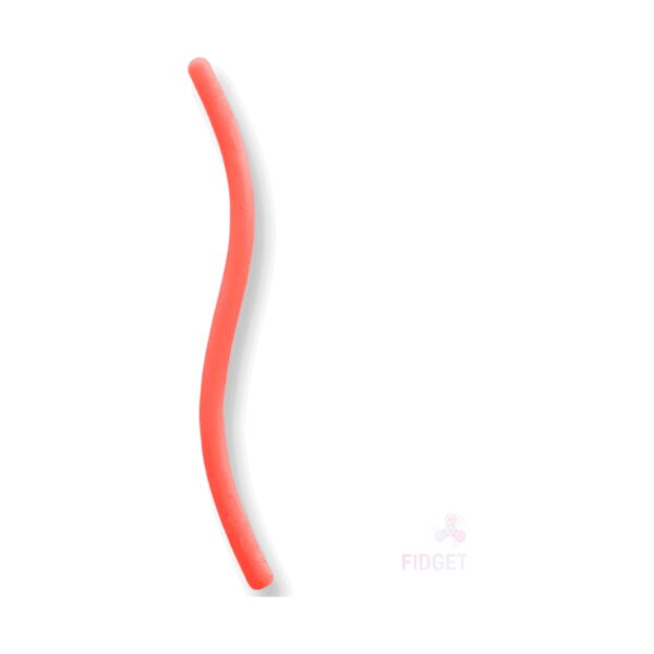 Șnur extensibil Fidget, un singur șnur extensibil portocaliu-coral, ondulat, pe fundal alb