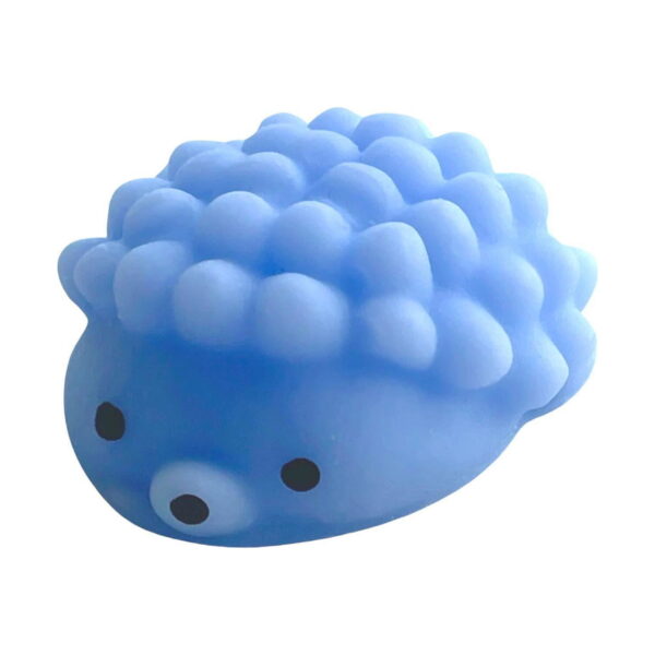 squishy-arici Squishy arici, albastru cu țepi rotunjiți, ochi negri și nas negru, pe fundal alb