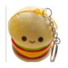 squishy-cheeseburger-mcdonald-s-4 Squishy Cheeseburger McDonald's, squishy cu chiflă cu susan și față zâmbitoare, cu lanț și inel de chei, pe fundal alb