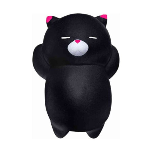squishy-pisicuta-negru Squishy pisicuță, neagră cu urechi roz, bot alb și năsuc roz