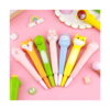 squishy-pix-2 Pix squishy, șapte pixuri squishy cu capete de animale (vulpe, dinozaur, iepuraș, urs, pisică, lăbuță) pe fundal roz